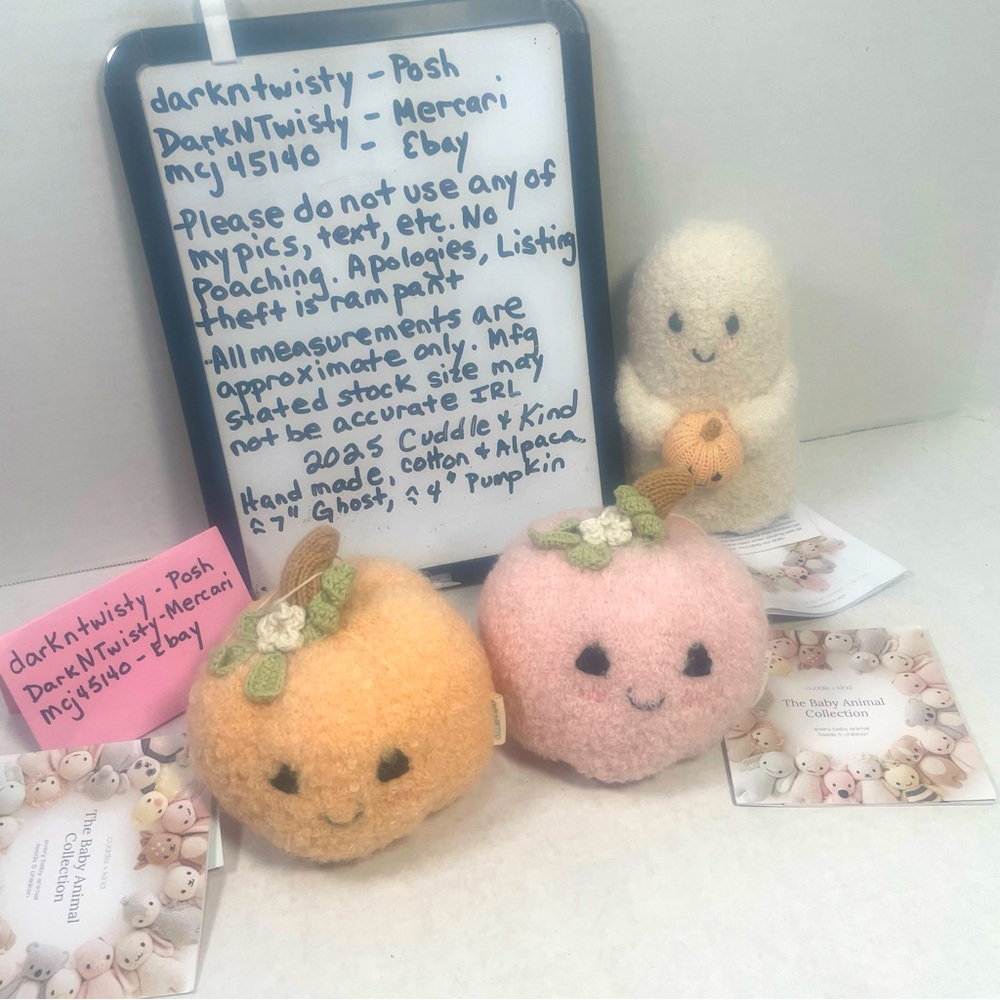 3 PIECE BNWT 2025 CUDDLE + KIND 1 BOUCLE GHOST W PUMPKIN AND 2 BOUCLE PUMPKINS - Picture 5 of 12